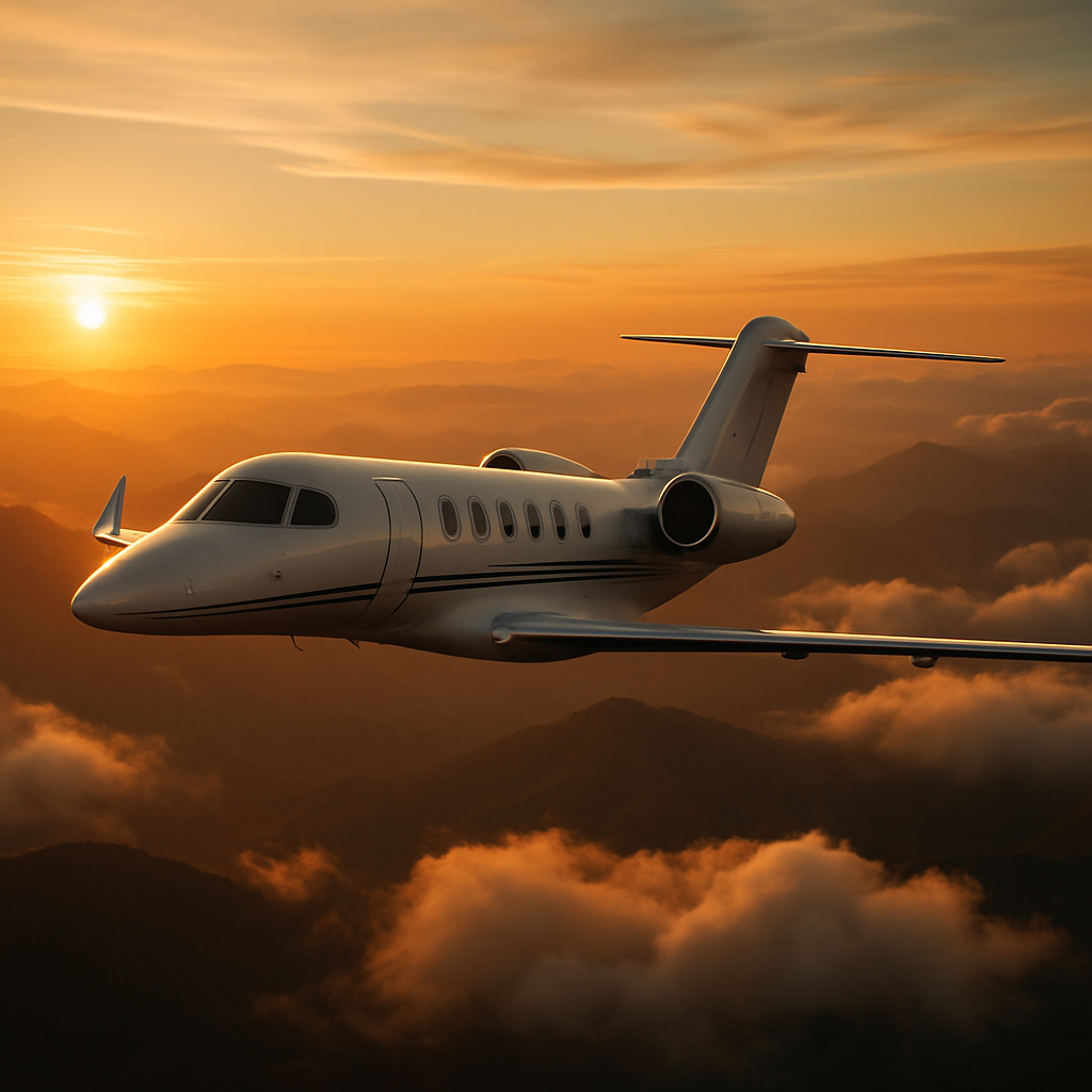 Private jet in flight